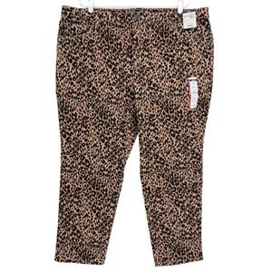 Terra & Sky Women Straight Stretch Brown Black Leopard Denim Jeans Plus 22WP NWT